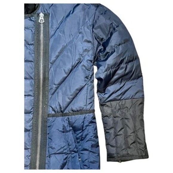 Madewell Womens XS Quilted Down Puffer Coat-Dark Navy & Black Asymmetrical Zip - Picture 8 of 15